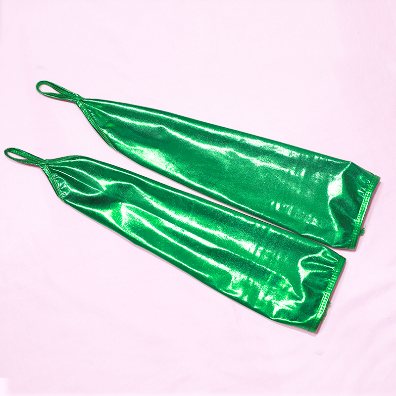 Sky Blue Women Sexy Metallic Fingerless Gloves Green Elbow Length Party Dance Cosplay Club Accessory Shiny Long Night Gloves