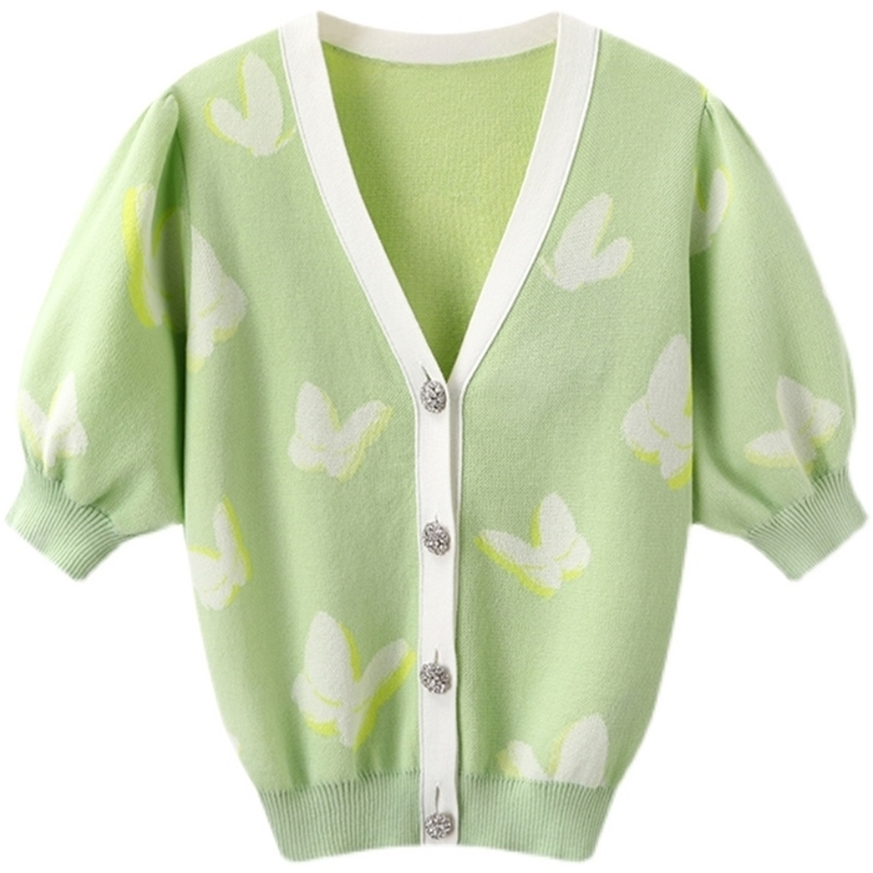 Knitted v-neck cardigan thin sunscreen jacquard all-match slim knit sweater summer Korean fashion women' clothing 210520, Green
Knitted v-neck cardigan thin sunscreen jacquard all-match slim knit sweater summer Korean fashion women' clothing 210520, Green