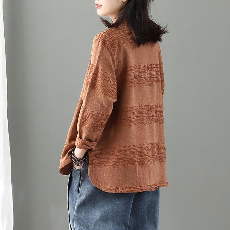 Spring Arts Style Women Long Sleeve Loose Jackets Vintage Jacquard Cotton Linen Coats Femme Single Breasted Cardigan Tops M306 210512