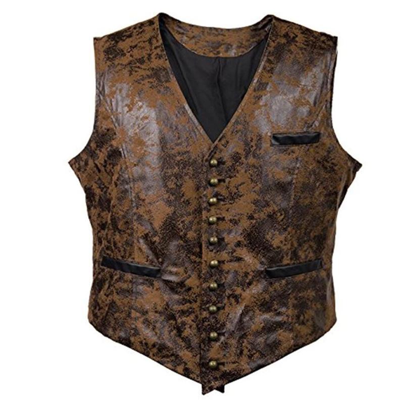 Men' Vests Suit Vest Black Brown V Neck Faux Leather Steampunk Clothing Cosplay Costume Formal Business Men Groomsmen
Men' Vests Suit Vest Black Brown V Neck Faux Leather Steampunk Clothing Cosplay Costume Formal Business Men Groomsmen