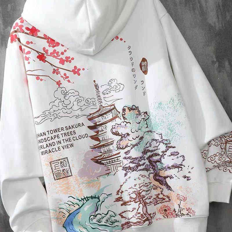 Anime Hoodies Sweatshirts Chinese Style Men Black Hoodies Sweatshirts Harajuku Oversized Pullovers Sweatshirts For Women CS455 211108