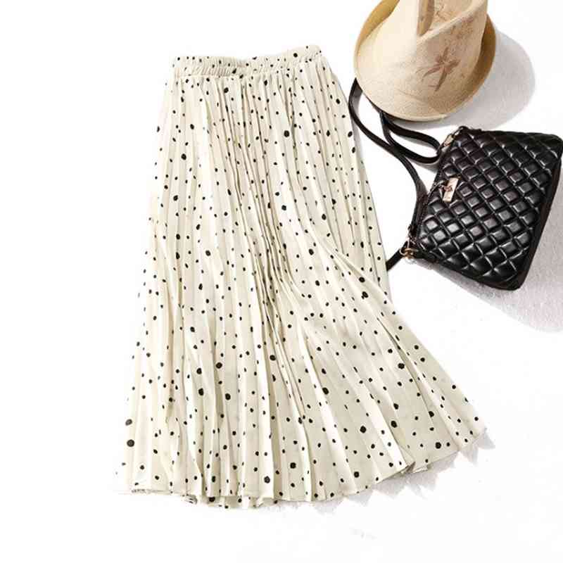 Summer Elegant All-match Dot Print Pleated Skirts Temperament Office Lady Jupe Fashion Casual Loose Soft Women Bottoms 210525, Beige
Summer Elegant All-match Dot Print Pleated Skirts Temperament Office Lady Jupe Fashion Casual Loose Soft Women Bottoms 210525, Beige