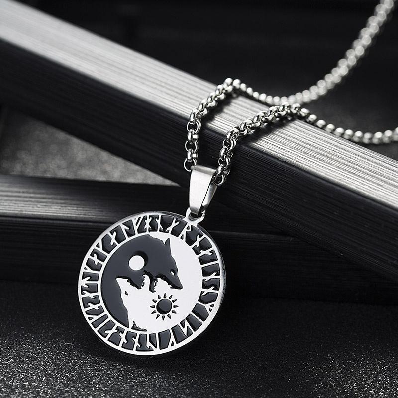 Pendant Necklaces 1pcs Yin Yang Wolf Sun Moon Stainless Steel Norse Vikings Necklace Viking Amulet Nordic Talisman, Silver 
Pendant Necklaces 1pcs Yin Yang Wolf Sun Moon Stainless Steel Norse Vikings Necklace Viking Amulet Nordic Talisman, Silver