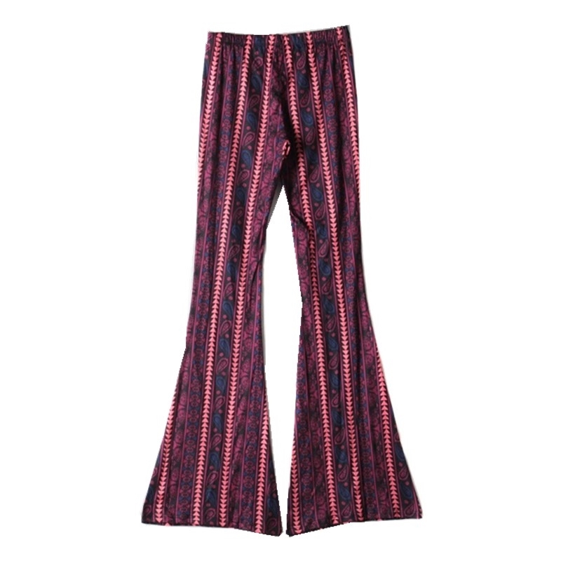 Vintage Geometric Paisley Print Flare Pants Women Bohemia Tribal African Hippie Bellbottom Bell Leggings Bottom Long Trousers 210429