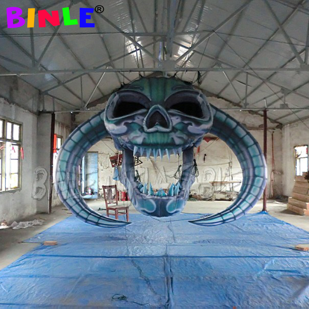sale giant horror bending inflatable halloween skull hanging head skeleton for party decoration
