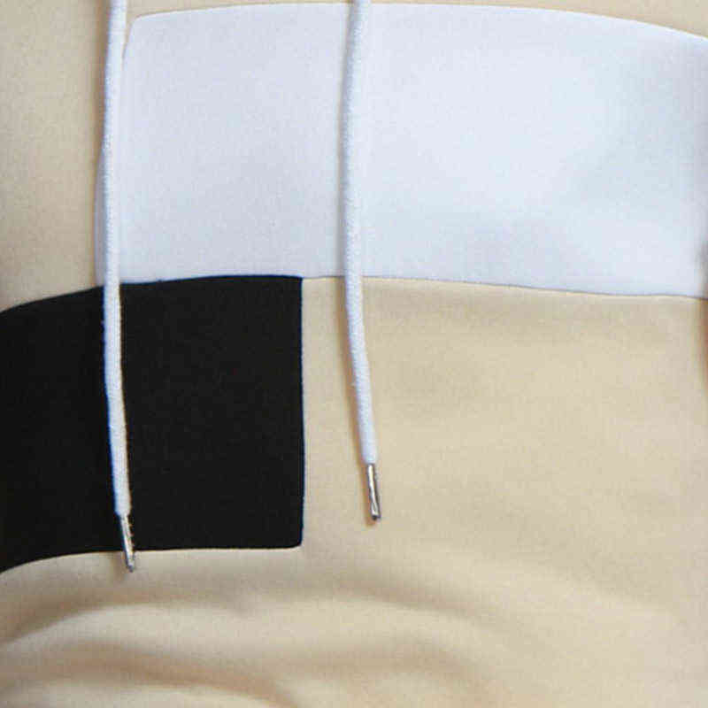 Personality Patchwork Men Tracksuits Hoodies Suits Men Hoodies+Pants Two Piece Set Autumn Winter Warm Hooded Pullover Suits 211109