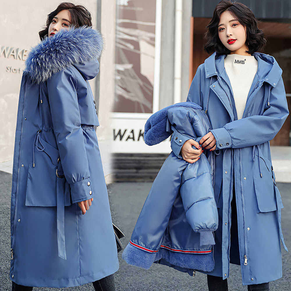 Vielleicht -30 Degrees Snow Wear Long Parkas Winter Jacket Women Fur Hooded Clothing Female Fur Lining Thick Winter Coat Women 210819