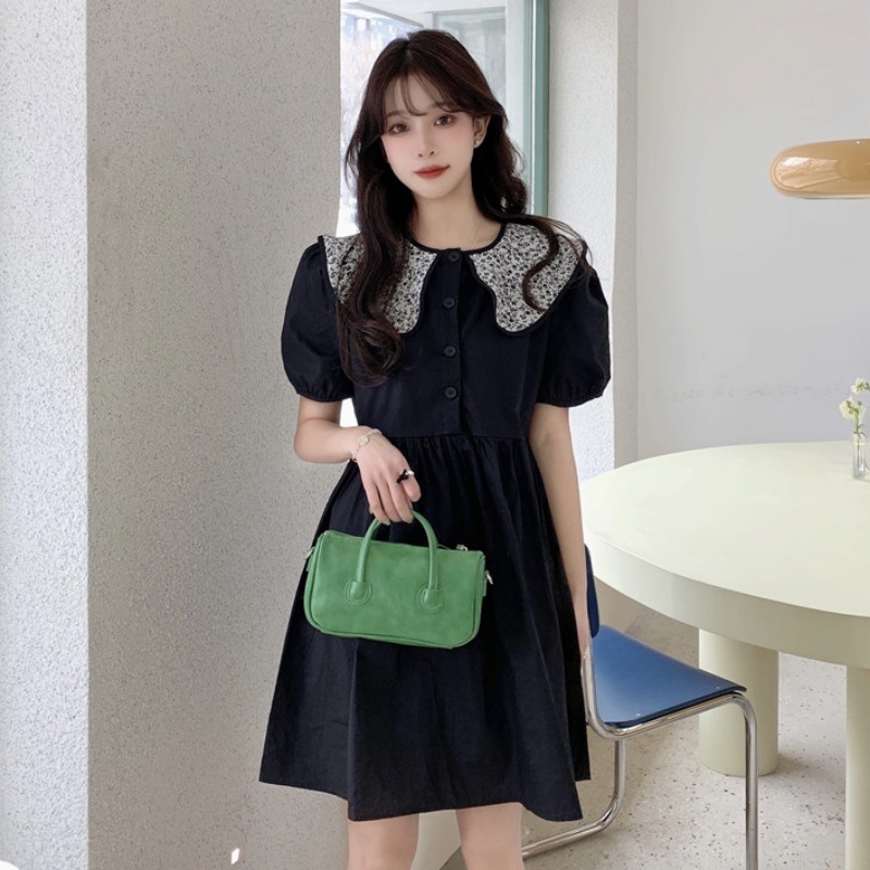 Loose Puff Short Sleeve Peter Pan Collar White Shirts Dress Women Summer Sweet Japan Style Fashion Vestido Feminino Preppy Chic 210429