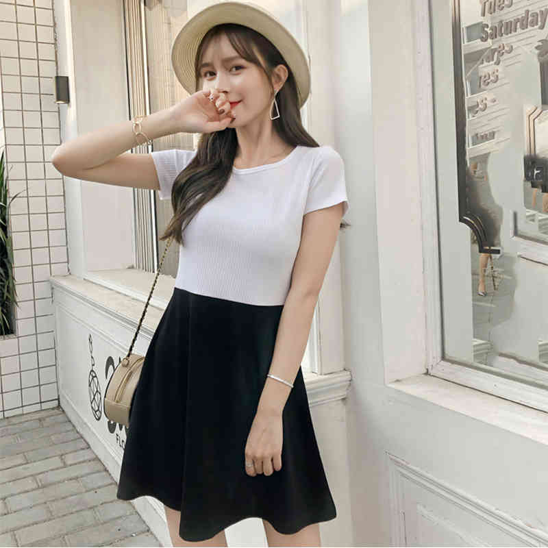 Summer Dress Women Plus Size Women's es Korean Vintage Tshirt Yellow Pink Casual Cotton Short Sleeve 210428