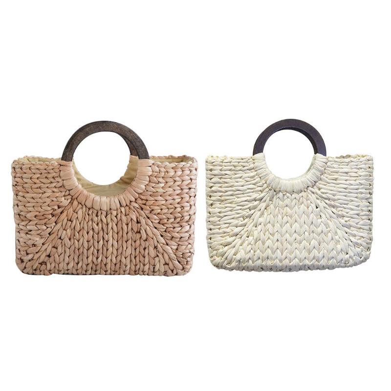 Hansenne Retro Handbag Fashionable Square Straw Weaving Bag Wooden Handle Corn Leather Large Capacity Female Women Beach Duffel Bags, Khaki
Hansenne Retro Handbag Fashionable Square Straw Weaving Bag Wooden Handle Corn Leather Large Capacity Female Women Beach Duffel Bags, Khaki