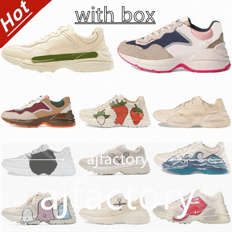 2021 Luxurys Rhyton Vintage Sneakers Mens Womens oversized Casual Shoes Classic White Leather Thick Sole Trainer men Dad shoe, 11
2021 Luxurys Rhyton Vintage Sneakers Mens Womens oversized Casual Shoes Classic White Leather Thick Sole Trainer men Dad shoe, 11