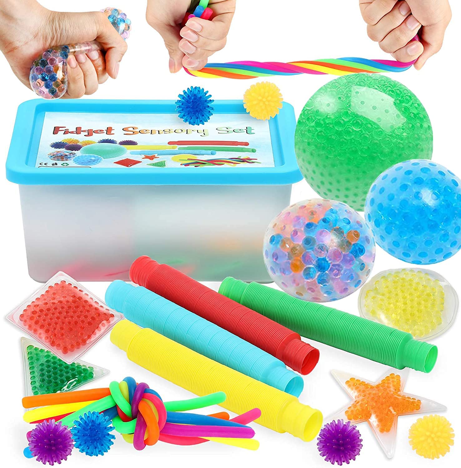 Newest UpgradedSensory Fidget Toys Set 23 Pcs for Autistic Kids and Adults with Sensory Bean Bags, Pop Tubes,Giant Stress Ball,Giant Ball, alls Stretchy Strings
Newest UpgradedSensory Fidget Toys Set 23 Pcs for Autistic Kids and Adults with Sensory Bean Bags, Pop Tubes,Giant Stress Ball,Giant Ball, alls Stretchy Strings