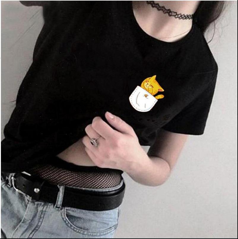 pocket cat print t shirt womens women short sleeve o neck loose summer tee camisetas mujer, White
pocket cat print t shirt womens women short sleeve o neck loose summer tee camisetas mujer, White