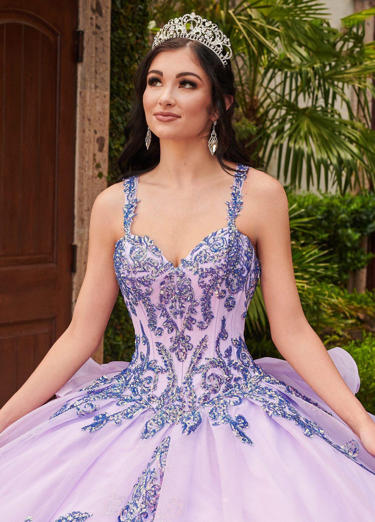 Lavender Sequin Lace Quinceanera dresses Quince Anos With Detachable Sleeves 2021 sparkly Dual Straps lace-up ruffles fuffy train prom sweety 15 girls