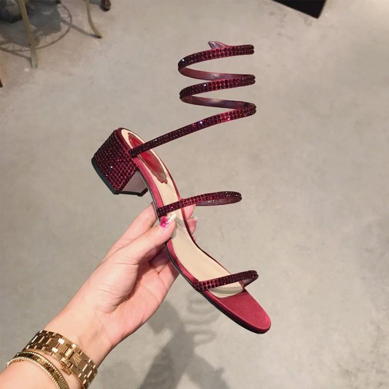 Sandals Red 2021 Snake Thick Heel Open Toe ROMAN Fairy Style, Silver grey upgrade
Sandals Red 2021 Snake Thick Heel Open Toe ROMAN Fairy Style, Silver grey upgrade