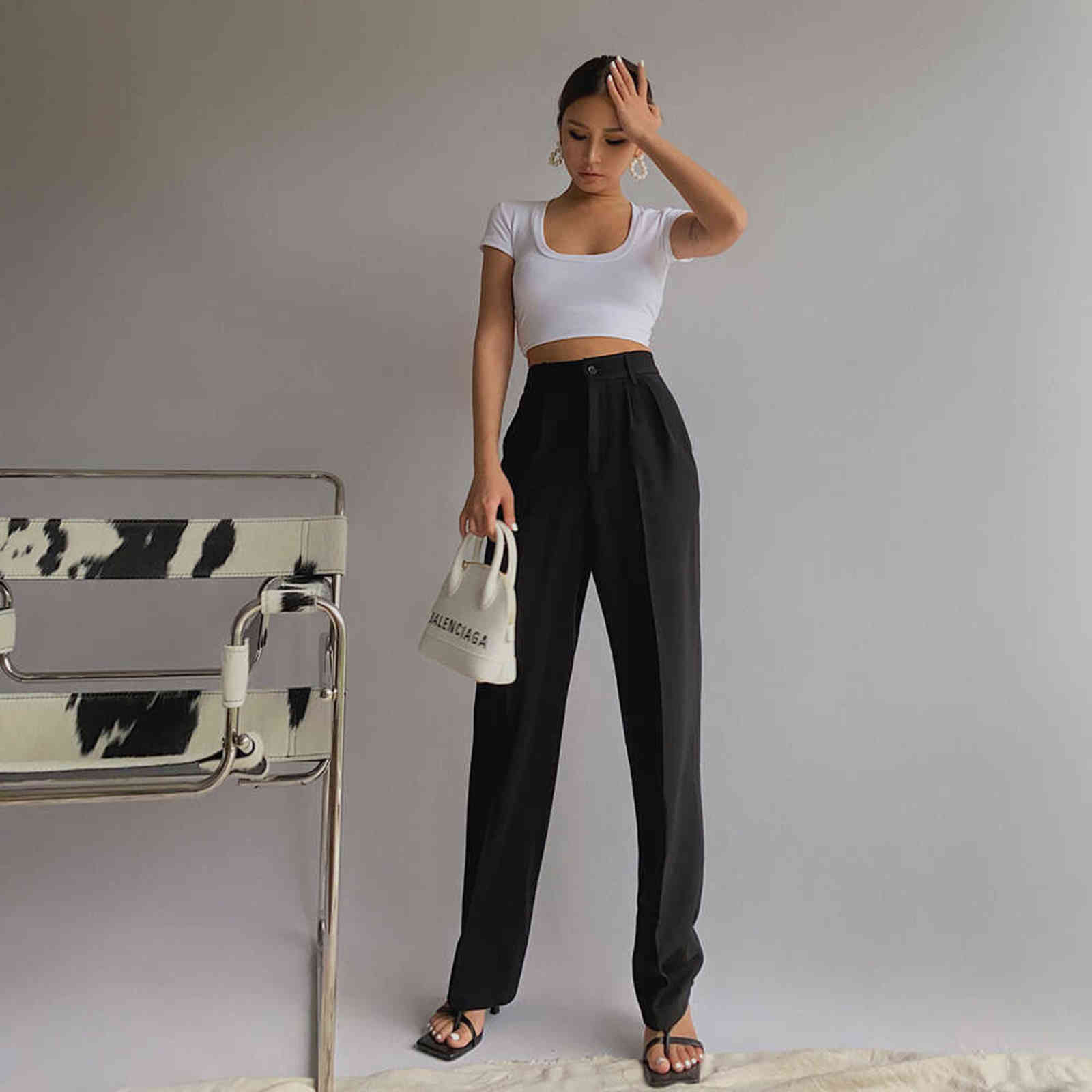 Spring Office Lady High Quality Elegant Casual Fashion Wide Leg Women Female Pants Sales 211115