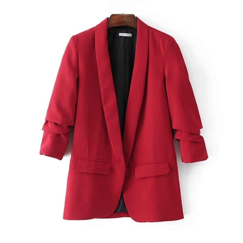 Spring Fashion Red Blazer Women Office Lady Puff Sleeve Workwear Coat No Button Three Quarter Ladies Outwears 210519, Pink blazer
Spring Fashion Red Blazer Women Office Lady Puff Sleeve Workwear Coat No Button Three Quarter Ladies Outwears 210519, Pink blazer