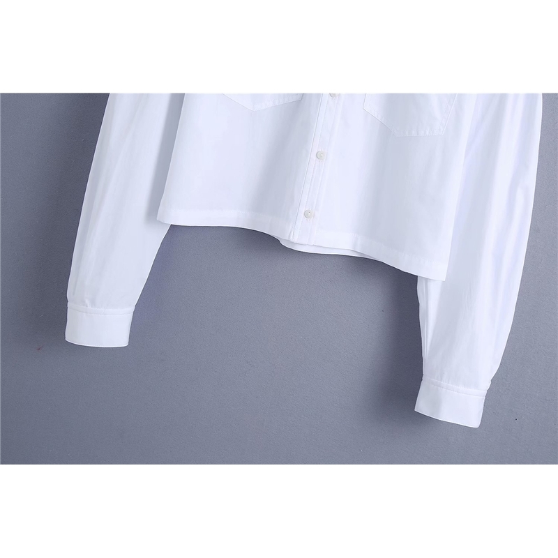 Elegant Women Turn Down Collar Shirts Fashion Ladies Pocket Shorts Tops Streetwear Female Chic White Blouses 210430