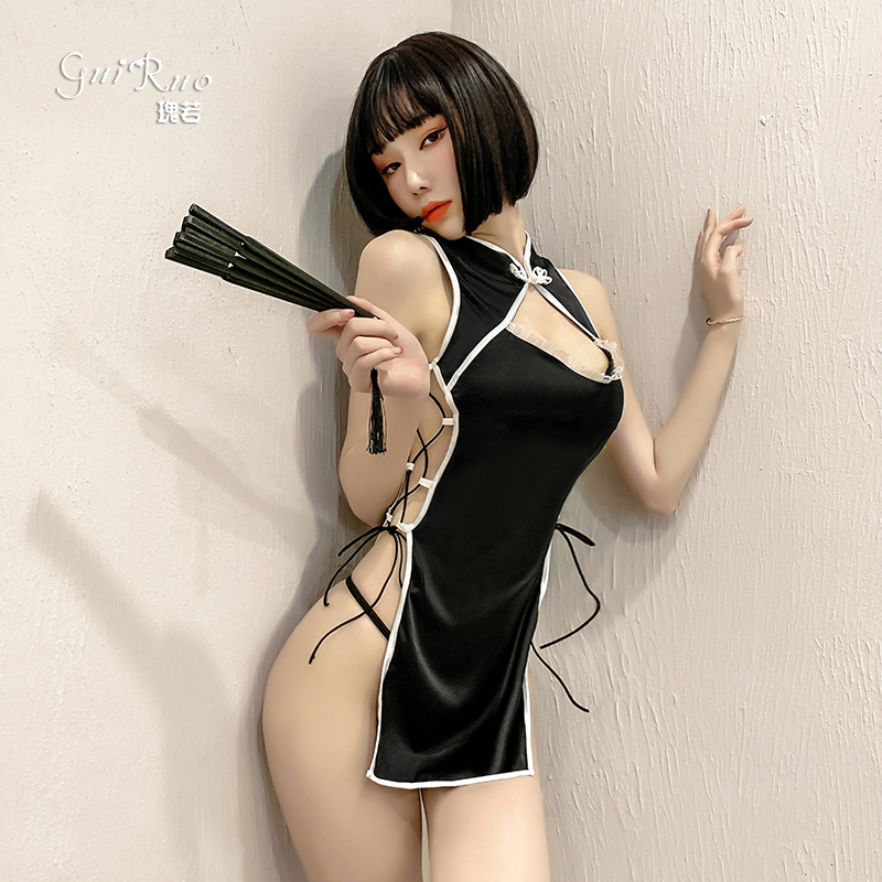 New Retro Cheongsam Dress Uniform Sexy Lingerie Bandage Temptation Side Slit Hollow Chinese Traditional Dress for Women Qipao, Red
New Retro Cheongsam Dress Uniform Sexy Lingerie Bandage Temptation Side Slit Hollow Chinese Traditional Dress for Women Qipao, Red