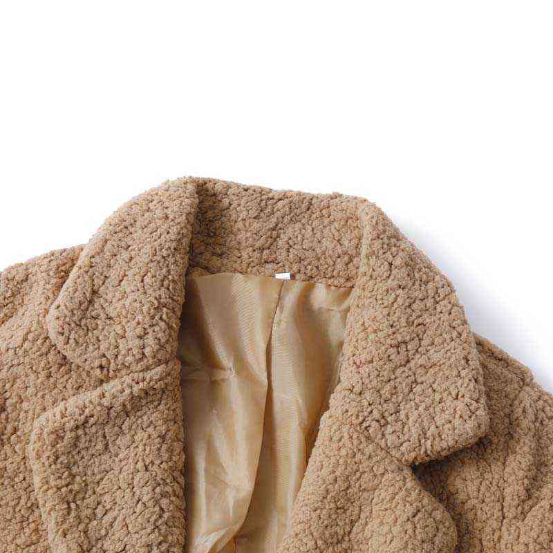 Faux Fur Long Teddy Bear Coats Woman Fashion Autumn Winter Warm Fur Plush Jacket Female Solid Color High Street Outwear 211123