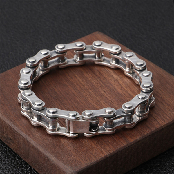 Quality 925 Sterling silver Bicycle toothed link chain bracelets American European antique handmade punk gothic designer luxury jewelry accessories gi