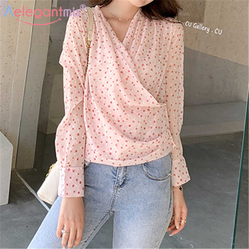 Aelegantmis V Neck Women Dot Chiffon Blouse Criss Cross Design Summer Tops Female French Elegant Cute 210607, Pink
Aelegantmis V Neck Women Dot Chiffon Blouse Criss Cross Design Summer Tops Female French Elegant Cute 210607, Pink