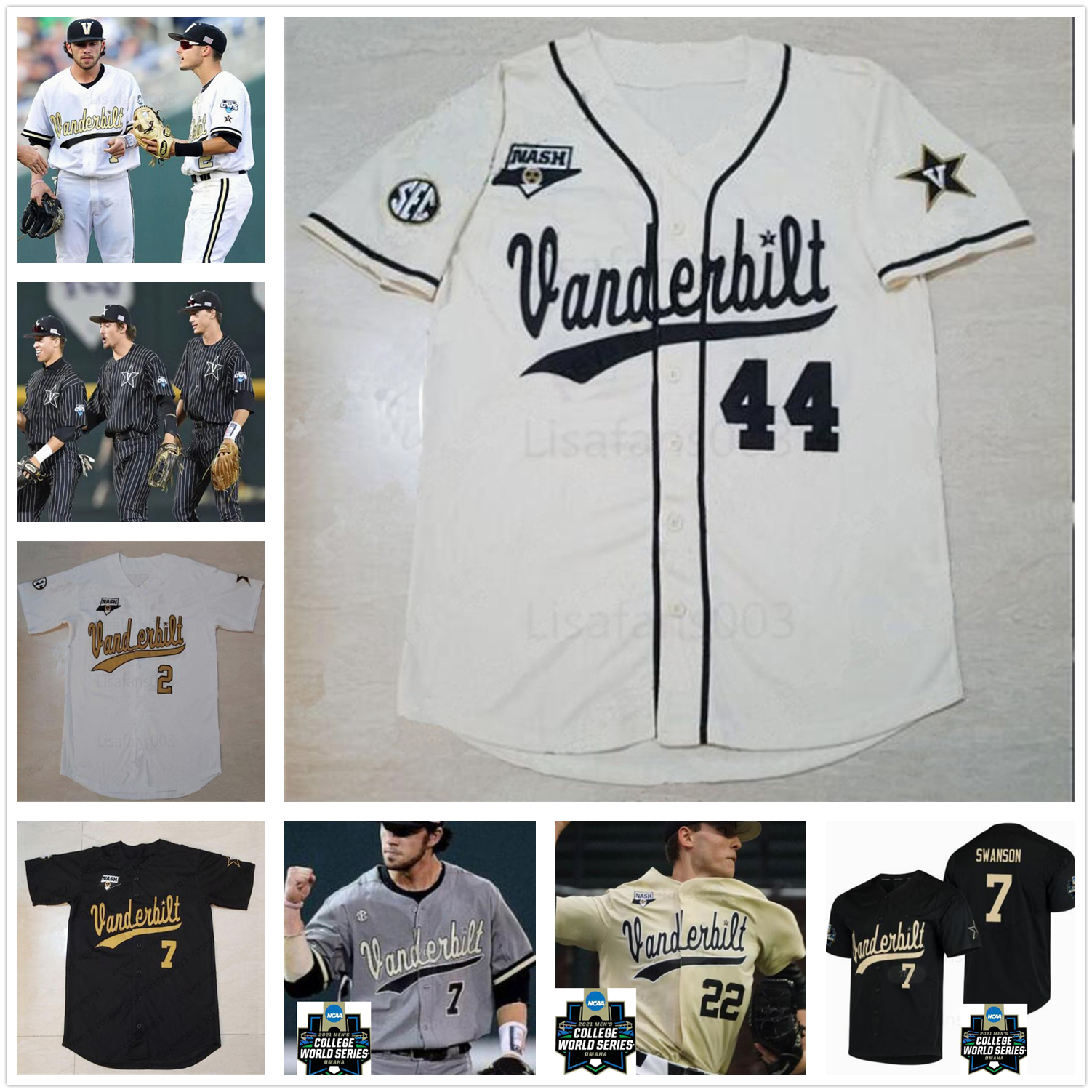 2021 Vanderbilt Commodores Basebal Jersey 2 Harrison Ray 6 Tate Kolwyck 22 Julian Infante 44 Mason Hickman 66 Drake Fellows, Grey with 2021 cws patch
2021 Vanderbilt Commodores Basebal Jersey 2 Harrison Ray 6 Tate Kolwyck 22 Julian Infante 44 Mason Hickman 66 Drake Fellows, Grey with 2021 cws patch