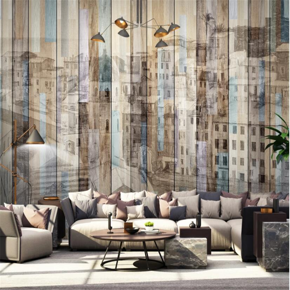 Custom Mural Wood Restaurant Cafe Background wall papers home decor Home Decoration Wallpaper