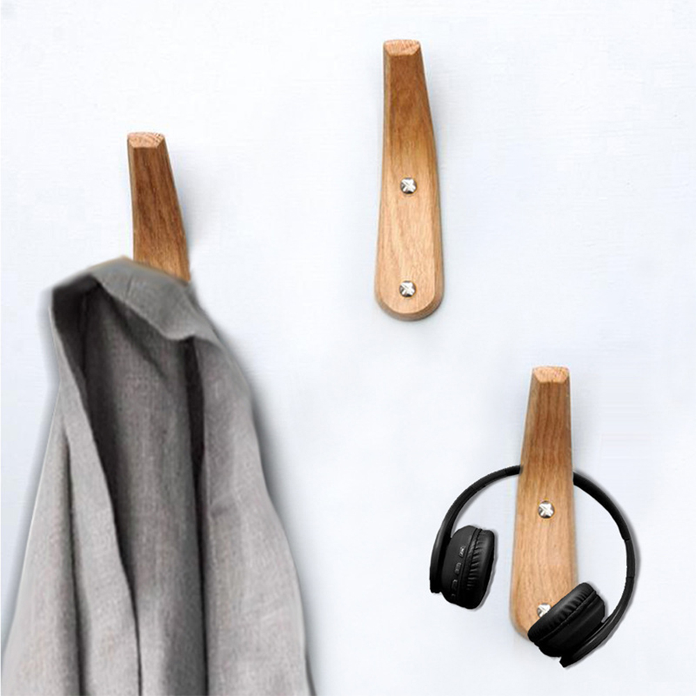2pcs Wooden Towel Coat Hook Wall Decoration Hooks Clothes Hat Hanger Towel Rack Single Organizer Hangers Multi Functional Hooks