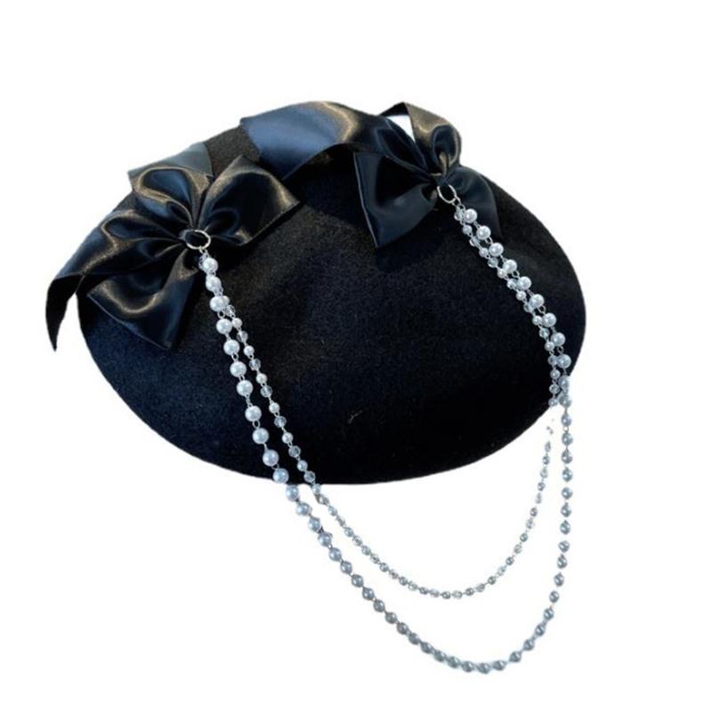 Berets 2021 Fashion Pearl Chain+Dual Bow Beret Elegant Beanie Painter Hat For Dog Walking, Blue;gray
Berets 2021 Fashion Pearl Chain+Dual Bow Beret Elegant Beanie Painter Hat For Dog Walking, Blue;gray