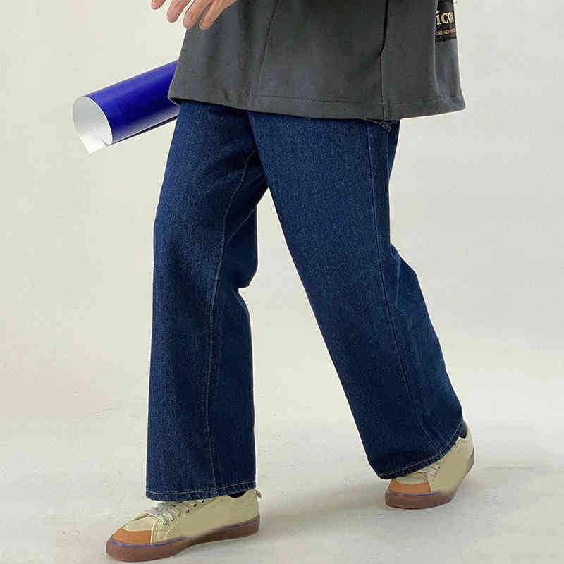 IEFB Korea Vintage Denim Pants High Waisted Slim Fashion BF Loose Straight Jeans Men's Loose Wide Leg Streetwear Trousers 9Y5213 210524