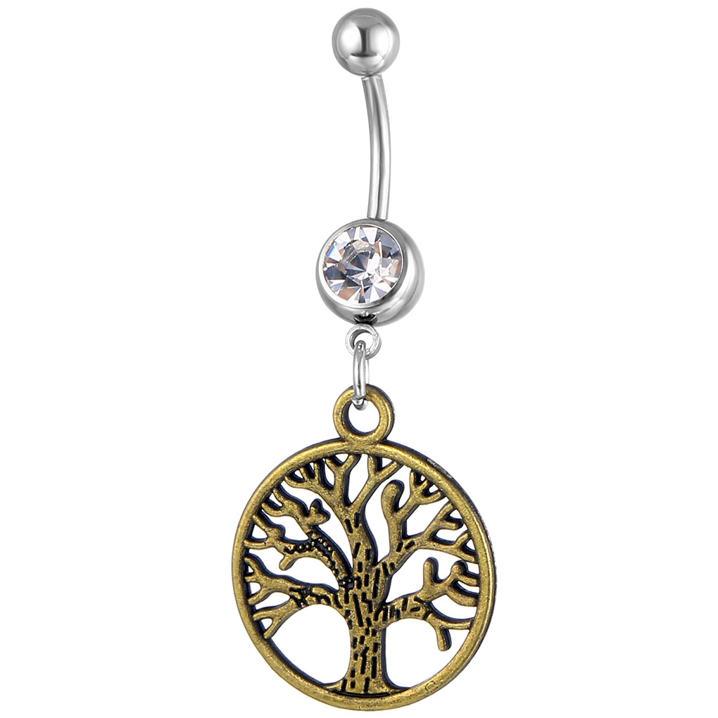 YYJFF D0638 Life Tree Belly Navel Button Ring Mix Colors