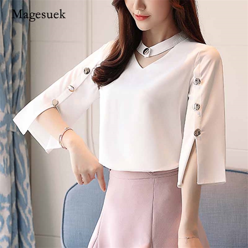 Women Beading Solid White Pullover Blouse Long Sleeve Ladies Tops Chiffon Three Quarter V-Neck Shirts Blusas 2994 50 210518
Women Beading Solid White Pullover Blouse Long Sleeve Ladies Tops Chiffon Three Quarter V-Neck Shirts Blusas 2994 50 210518