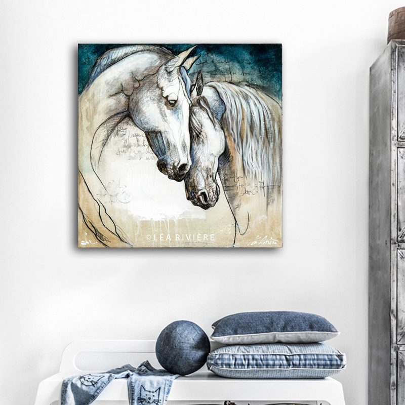 Vintage Horse Love Painting Animal Art Prints Painting On Canvas For Living Room Wall Decorative Pictures Classic Posters And Prints Unframed