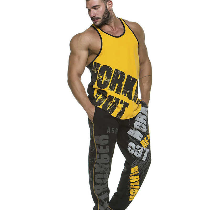 Muscle Men's Quality Summer Cotton Sweatpants Fitness Pants Men Joggers Casual Pants Personality Printing Sweatpants Trousers 210810
