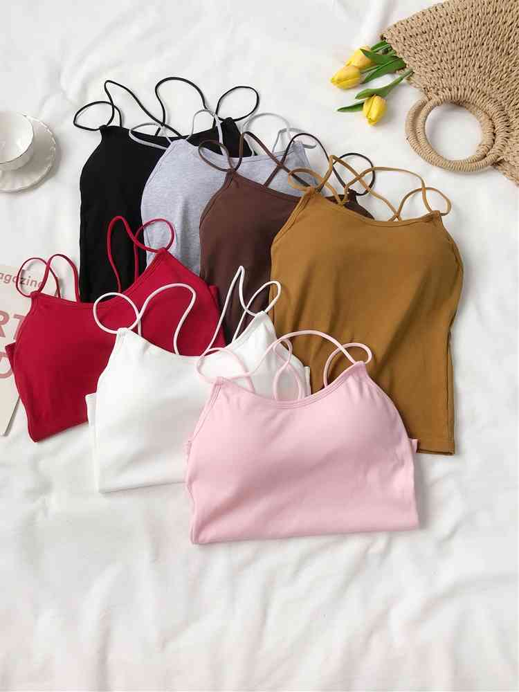 Halter Crop Tops Women Spaghetti Straps Backless Bra For Camisole Summer Solid Underwear Cottons 210518, White
Halter Crop Tops Women Spaghetti Straps Backless Bra For Camisole Summer Solid Underwear Cottons 210518, White