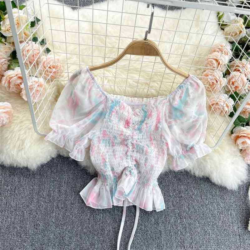 Women Drawstring Pleated Puff Sleeve Chiffon Shirt Short Square Collar Fashion Spring Summer 11B766 210525, Blue
Women Drawstring Pleated Puff Sleeve Chiffon Shirt Short Square Collar Fashion Spring Summer 11B766 210525, Blue
