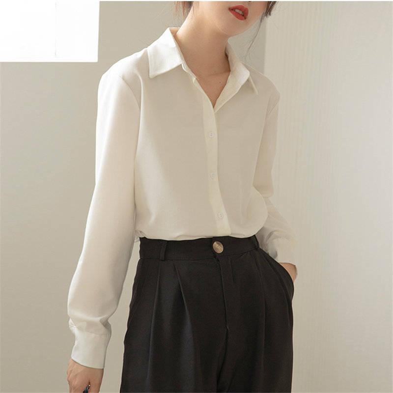 Chic High Street Minimalist Regular Plus Size Korean Brief Casual Basic Office Lady Loose Women Solid Blouses 210421