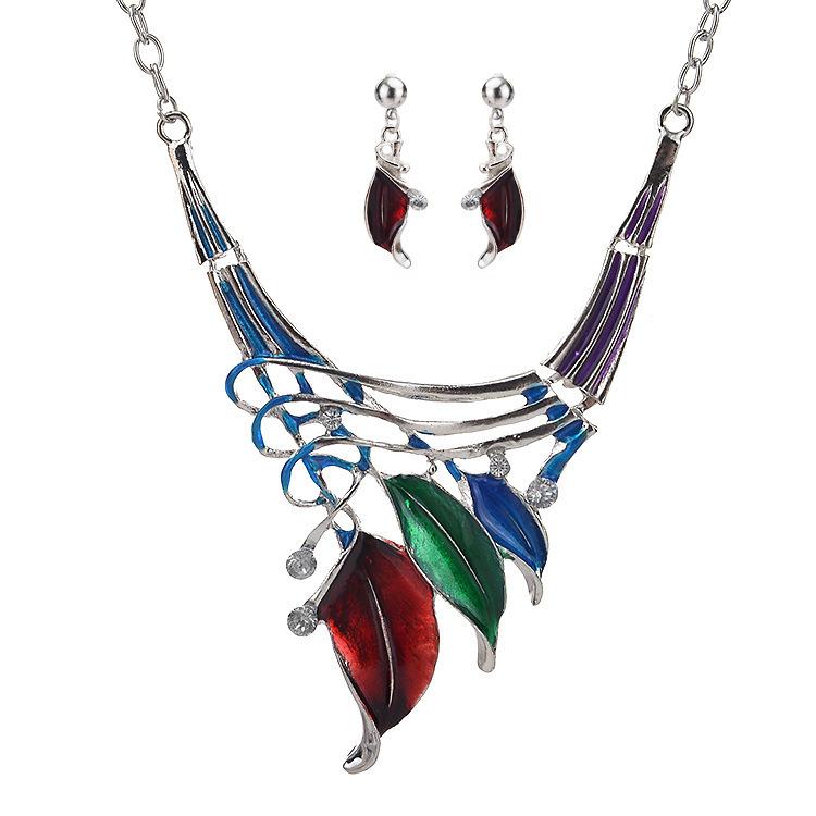 Earrings & Necklace Bohemia Ins Purple Green Leaf Shape Choker Nekclace Set Enamel For Women Factory Price Jewelry Valentine's Day Gift, Silver
Earrings & Necklace Bohemia Ins Purple Green Leaf Shape Choker Nekclace Set Enamel For Women Factory Price Jewelry Valentine's Day Gift, Silver