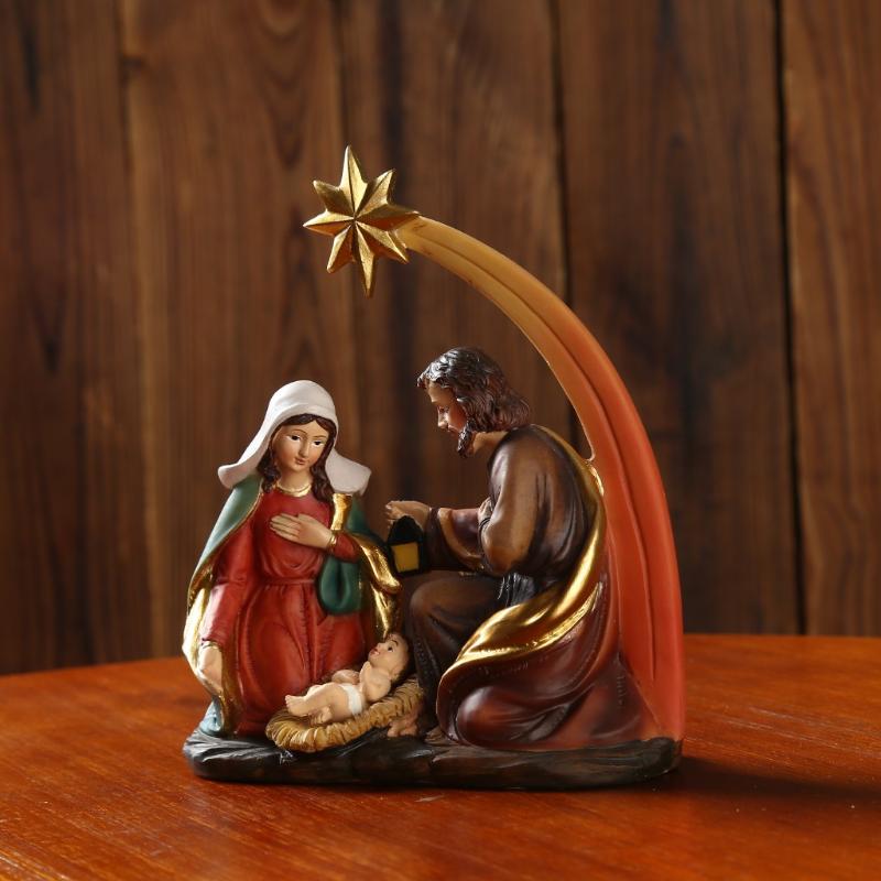 

Decorative Objects & Figurines Christmas Home Decoration Holiday Gift Elegant Profile Nativity Set Include Holy Family Resin Figures Toys #M