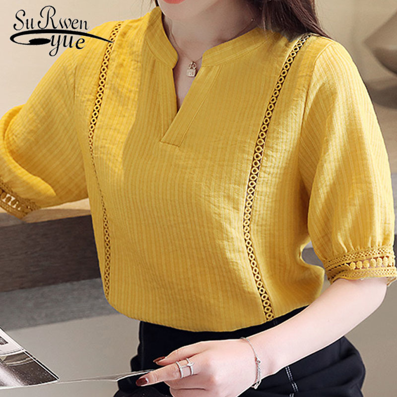 summer top Office Lady Chiffon shirts stand collar womens clothing white blouse tops Women short sleeve 3798 50 210521, Yellow
summer top Office Lady Chiffon shirts stand collar womens clothing white blouse tops Women short sleeve 3798 50 210521, Yellow