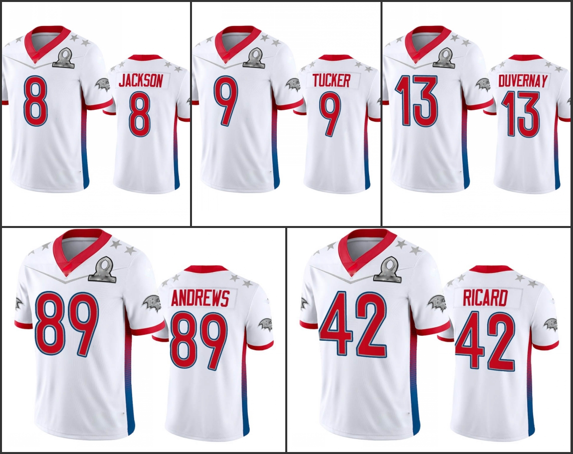 Jersey Baltimore''Ravens''Men #8 Lamar Jackson 89 Mark Andrews 9 Justin Tucker 13 Duvernay''NFL''Women Youth Custom White Game NFC Pro Bowl
Jersey Baltimore''Ravens''Men #8 Lamar Jackson 89 Mark Andrews 9 Justin Tucker 13 Duvernay''NFL''Women Youth Custom White Game NFC Pro Bowl