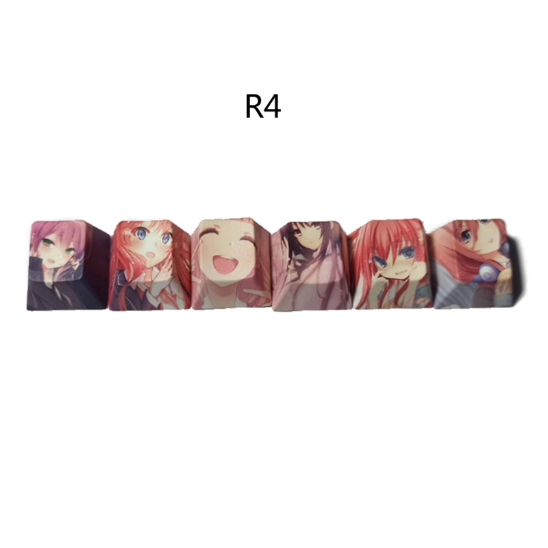6Pcs Cartoon Anime Girl PBT Dye Sublimation Keycap Mechanics Keyboard Keycap OEM