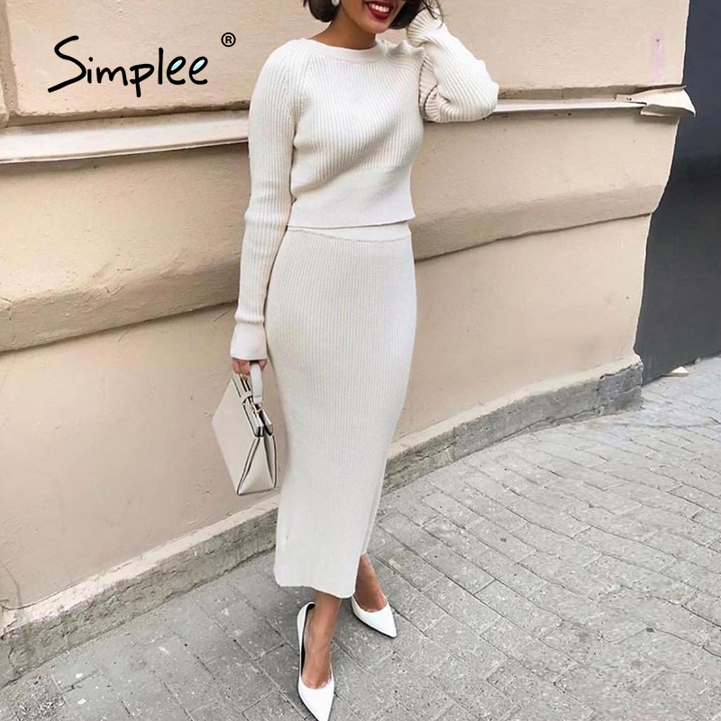 Simplee Elegant stripe two piece dress White round neck knit dress High waist street style Autumn winter dress two piece set, Apricot
Simplee Elegant stripe two piece dress White round neck knit dress High waist street style Autumn winter dress two piece set, Apricot