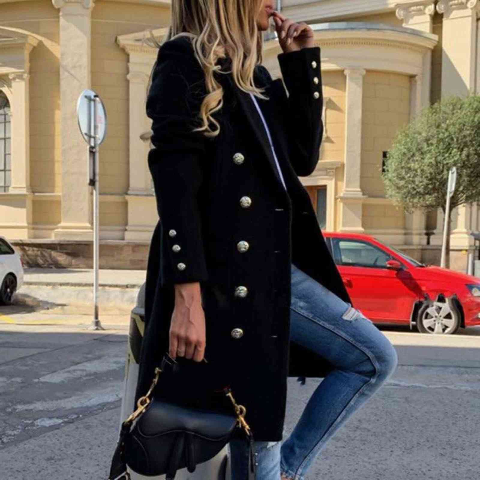 Faux Wool Blends Women Long Coats Trench Notch Collar Double Breasted Vintage Elegant Lady Plus Size Jackets Winter Outerwear 211104