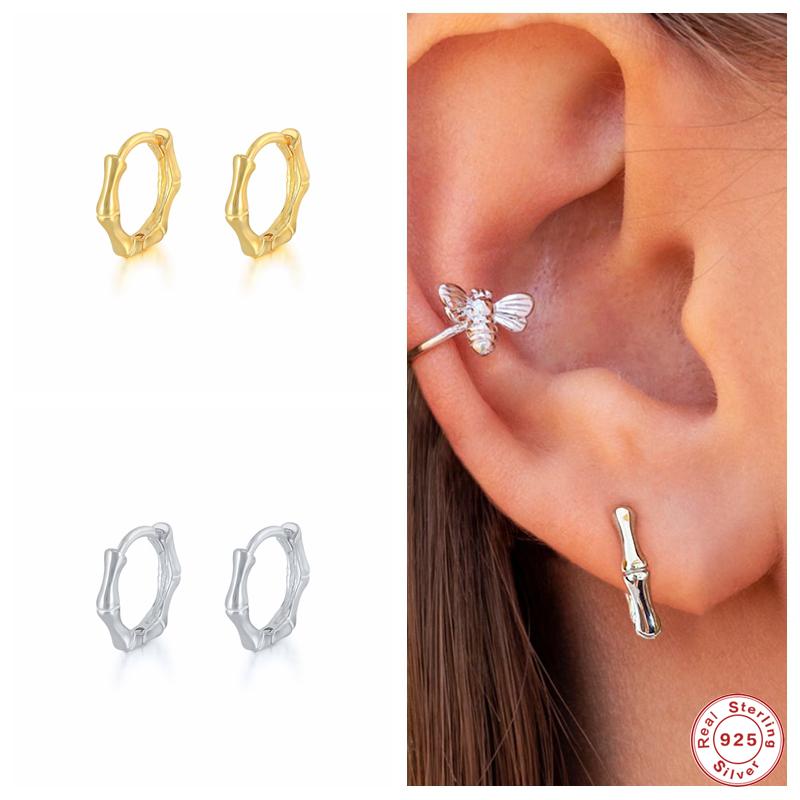 Hoop & Huggie GS 925 Sterling Silver Gold Bamboo Shape Earrings For Women Mini Circle Loops Rock Punk Fine Jewelry Gift
Hoop & Huggie GS 925 Sterling Silver Gold Bamboo Shape Earrings For Women Mini Circle Loops Rock Punk Fine Jewelry Gift