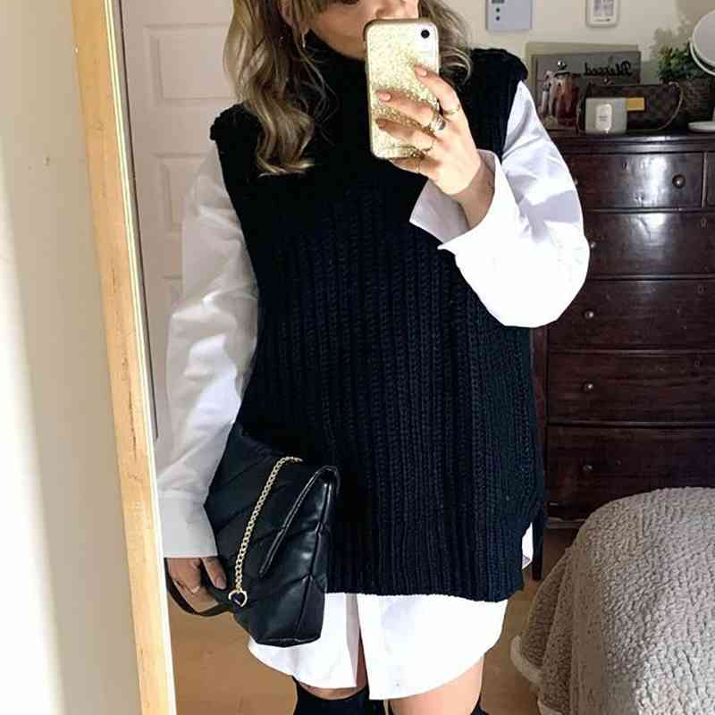 Vintage Women Knitted Turtleneck Long Sweaters Spring- Autumn Fashion Ladies Elegant Pullovers Female Chic Knitwear 210430
