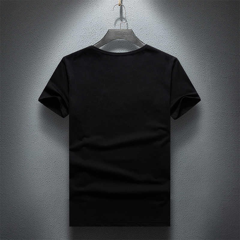 Casual T-shirt Men Summer Short Sleeve Fashion Streetwear O-Neck Slim Cotton Tshirts Plus Size S-7XL Tops Male 210629