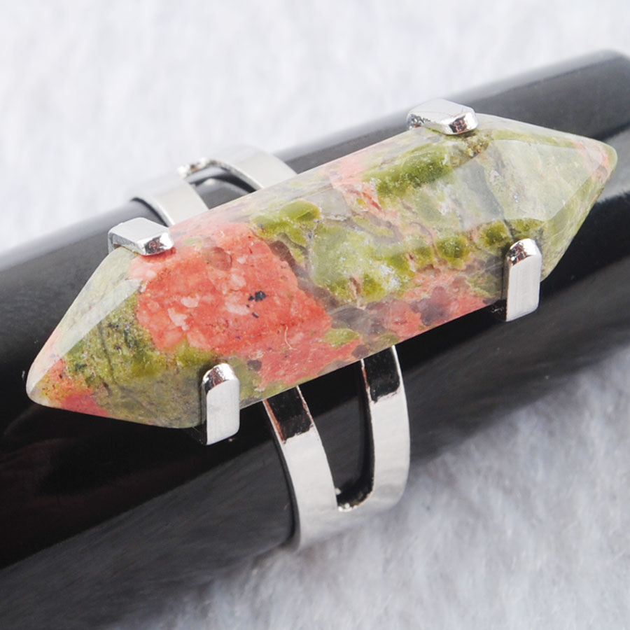 WOJIAER Hexagon Rings Natural Turquoise Lapis Lazuli GemStones Healing Reiki Chakra Beads Ring 20mm Adjustable BX302