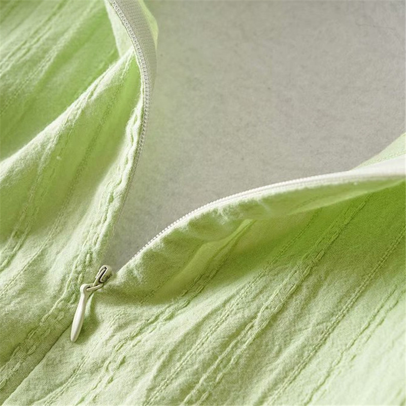 Casual Woman Green Puff Sleeve V Neck Cotton Short Rompers Summer Chic Ladies Soft Zipper Romper Female Beach 210515